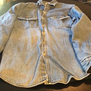 Men’s Medium Lined Plaid Denim Cotton Shirt 👍